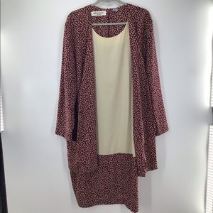 Ms. Chaus Maroon & Creme Dress w/ Faux Jacket LNC